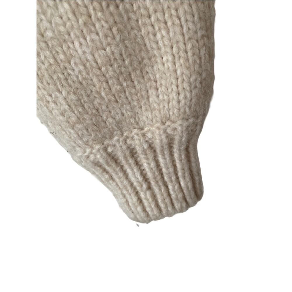 Zara Pearl-Trim V-Neck Cream Sweater -Women's Knit Pullover size large - Picture 3 of 5